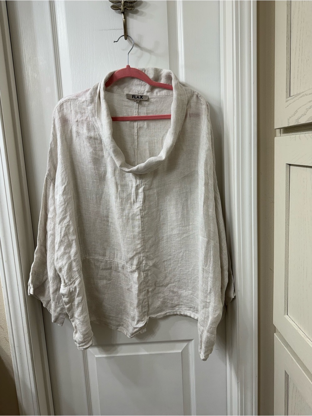Flax Relaxed Cream Linen Cowl-Neck Tunic